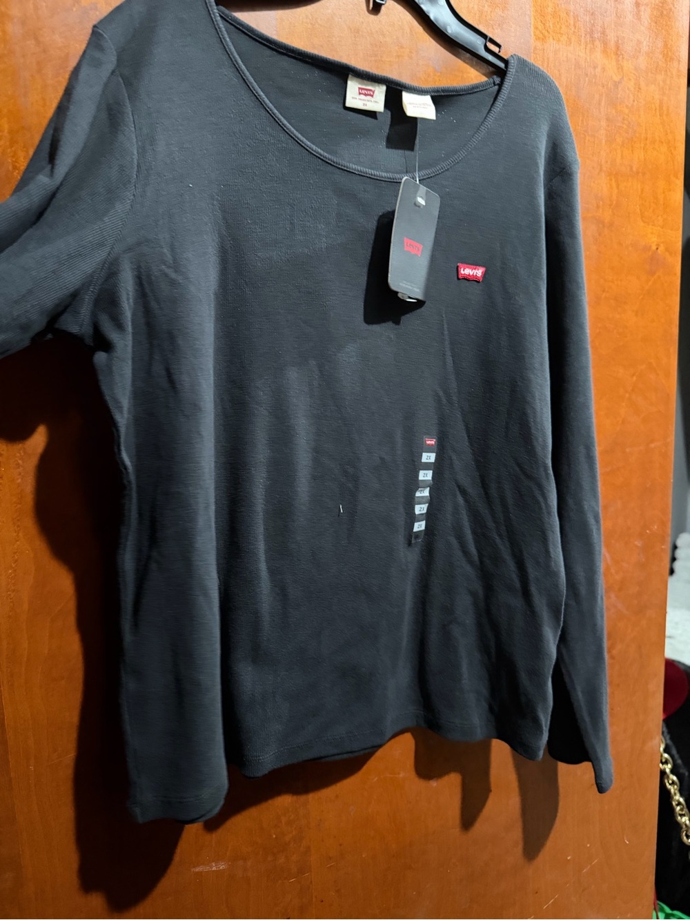 Levi's Black Long-Sleeve Crewneck Shirt with Red Logo Tab